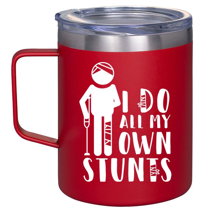 I Do All My Own Stunts Stick Figure 12oz Stainless Steel Coffee Mug