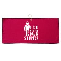 I Do All My Own Stunts Stick Figure Large Microfiber Waffle Golf Towel