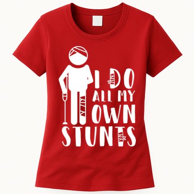 I Do All My Own Stunts Stick Figure Womens T-Shirt
