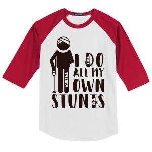 I Do All My Own Stunts Stick Figure Kids Colorblock Raglan Jersey