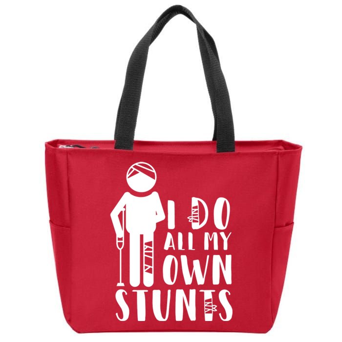 I Do All My Own Stunts Stick Figure Zip Tote Bag