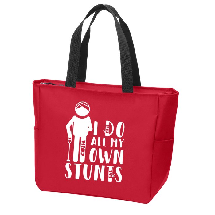 I Do All My Own Stunts Stick Figure Zip Tote Bag