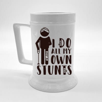 I Do All My Own Stunts Stick Figure Beer Stein