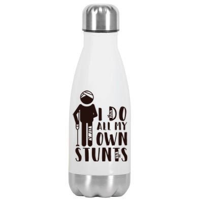 I Do All My Own Stunts Stick Figure Stainless Steel Insulated Water Bottle