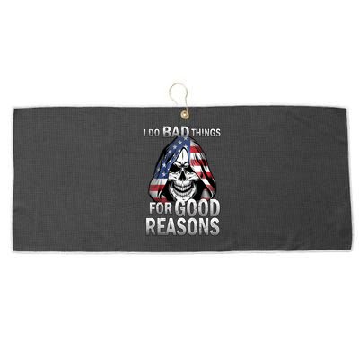 I Do Bad Things For Good Reasons Large Microfiber Waffle Golf Towel