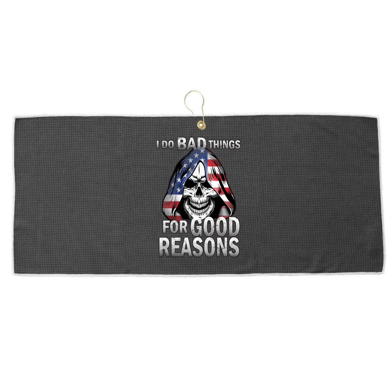 I Do Bad Things For Good Reasons Large Microfiber Waffle Golf Towel