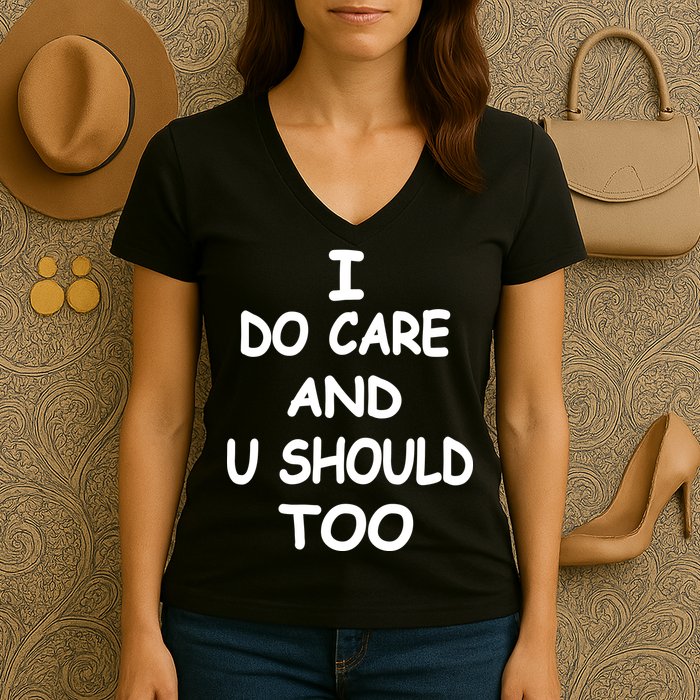 I Do Care U Should Too Women's V-Neck T-Shirt