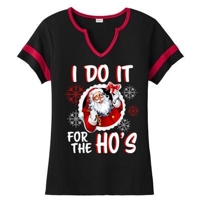 I Do It For the Ho's Funny Santa Claus Ladies Halftime Notch Neck Tee