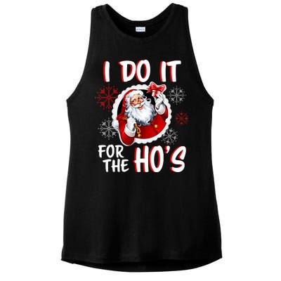 I Do It For the Ho's Funny Santa Claus Ladies PosiCharge Tri-Blend Wicking Tank