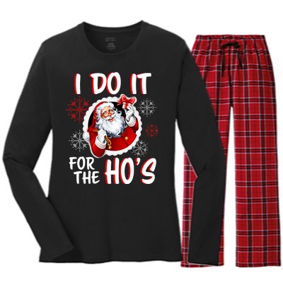 I Do It For the Ho's Funny Santa Claus Women's Long Sleeve Flannel Pajama Set 