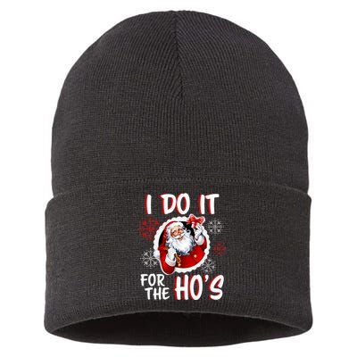 I Do It For the Ho's Funny Santa Claus Sustainable Knit Beanie