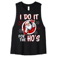 I Do It For the Ho's Funny Santa Claus Women's Racerback Cropped Tank