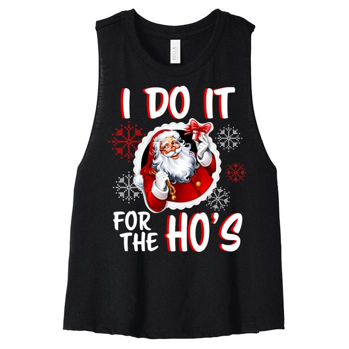 I Do It For the Ho's Funny Santa Claus Women's Racerback Cropped Tank