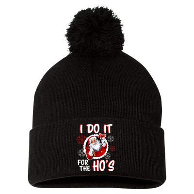 I Do It For the Ho's Funny Santa Claus Pom Pom 12in Knit Beanie