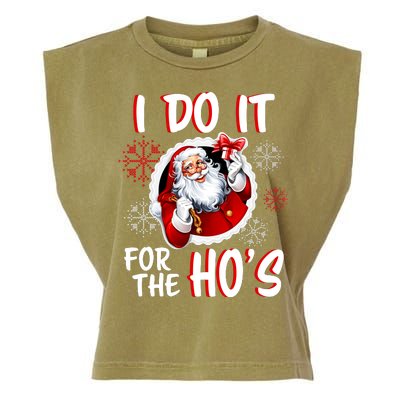 I Do It For the Ho's Funny Santa Claus Garment-Dyed Women's Muscle Tee