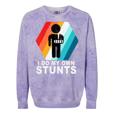 I Do My Own Stunts Retro Funny Meme Colorblast Crewneck Sweatshirt