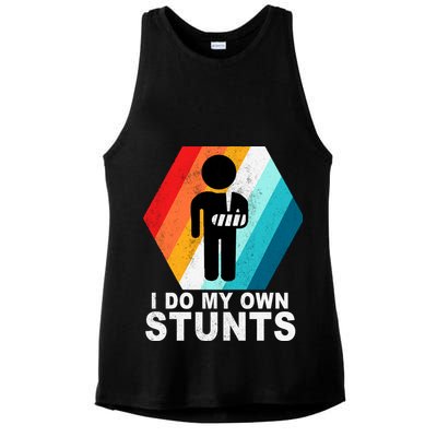 I Do My Own Stunts Retro Funny Meme Ladies PosiCharge Tri-Blend Wicking Tank