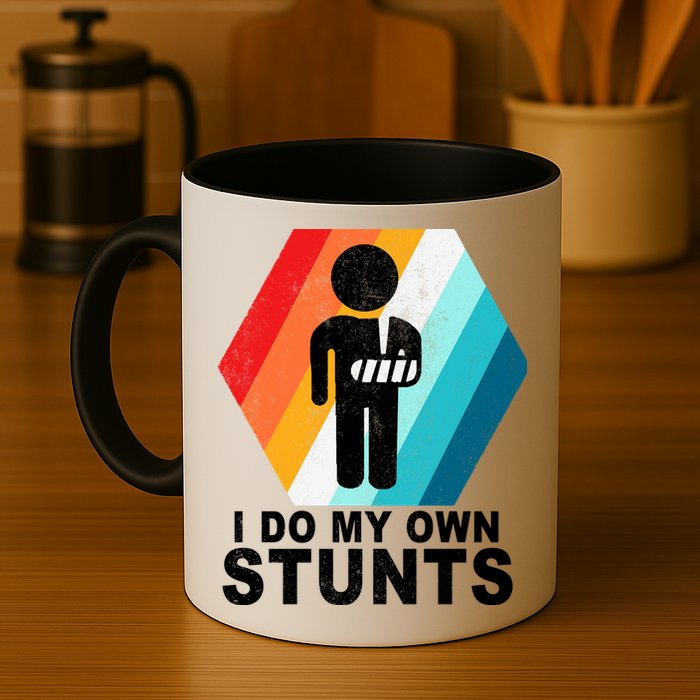 I Do My Own Stunts Retro Funny Meme Mug