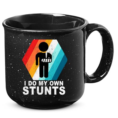 I Do My Own Stunts Retro Funny Meme 15oz Campfire Ceramic Mug