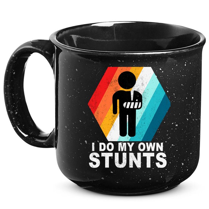 I Do My Own Stunts Retro Funny Meme 15oz Campfire Ceramic Mug