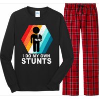 I Do My Own Stunts Retro Funny Meme Long Sleeve Pajama Set