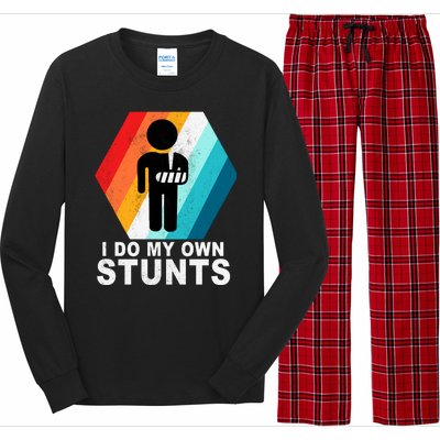 I Do My Own Stunts Retro Funny Meme Long Sleeve Pajama Set