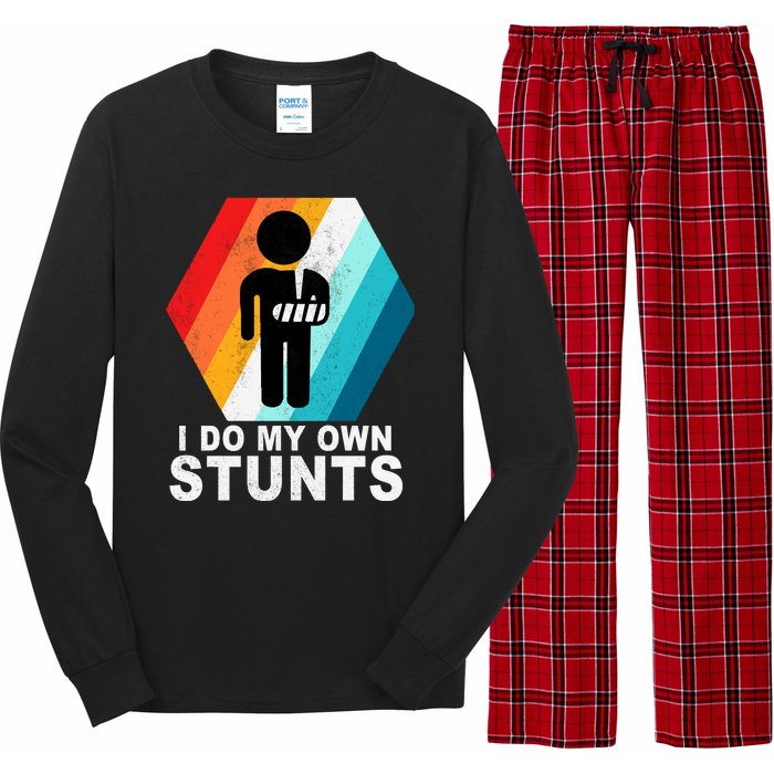 I Do My Own Stunts Retro Funny Meme Long Sleeve Pajama Set