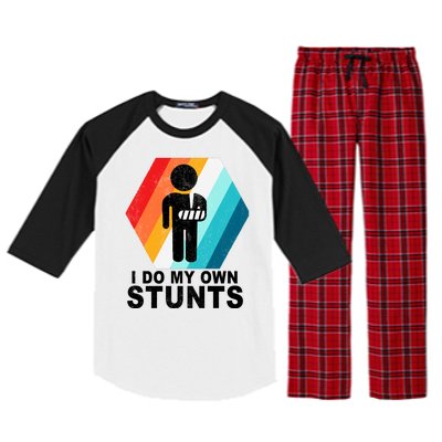 I Do My Own Stunts Retro Funny Meme Raglan Sleeve Pajama Set