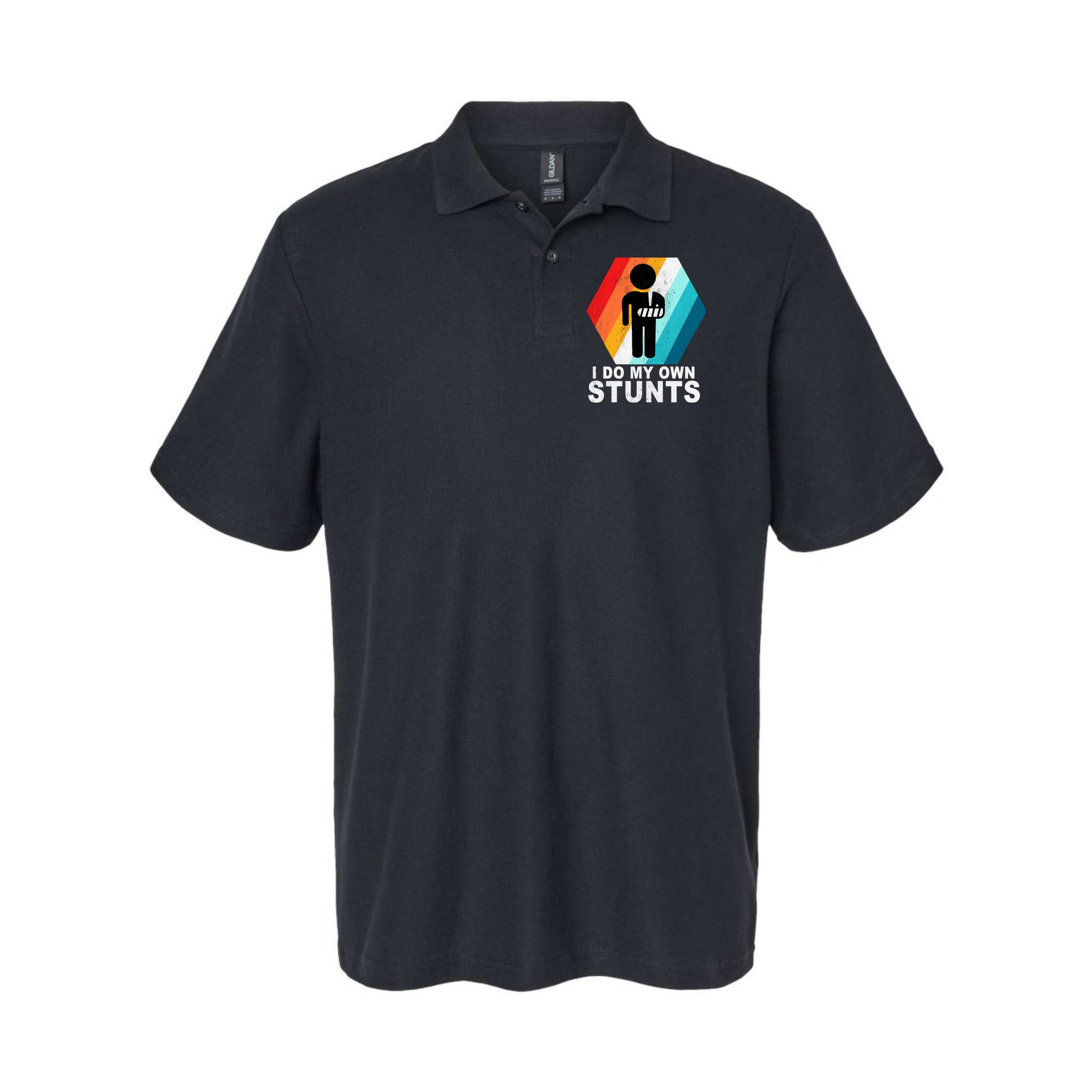 I Do My Own Stunts Retro Funny Meme Polo