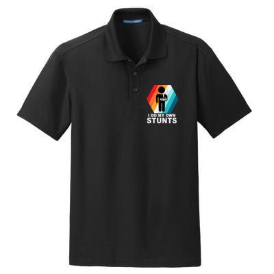 I Do My Own Stunts Retro Funny Meme Dry Zone Grid Polo