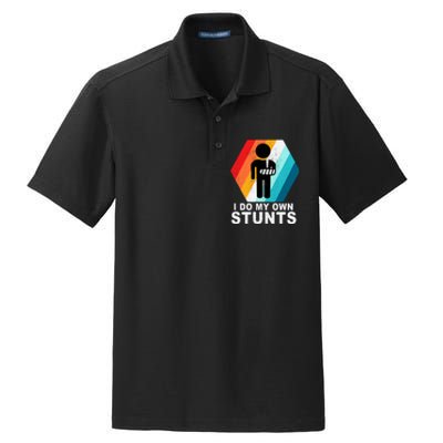 I Do My Own Stunts Retro Funny Meme Dry Zone Grid Polo