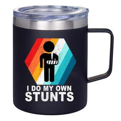 I Do My Own Stunts Retro Funny Meme 12oz Stainless Steel Coffee Mug