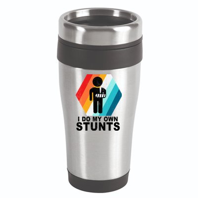 I Do My Own Stunts Retro Funny Meme 16oz Travel Tumbler