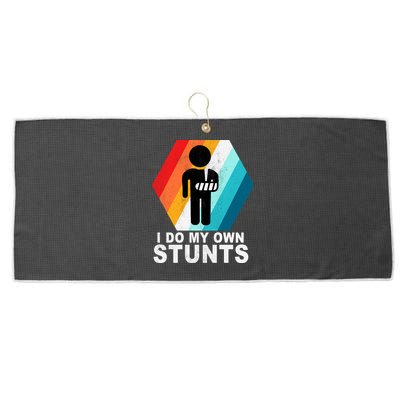 I Do My Own Stunts Retro Funny Meme Large Microfiber Waffle Golf Towel