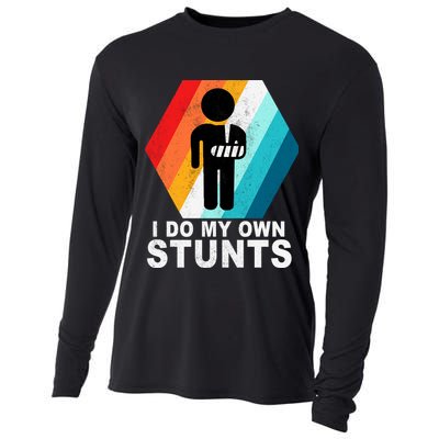 I Do My Own Stunts Retro Funny Meme Cooling Performance Long Sleeve Crew