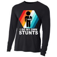 I Do My Own Stunts Retro Funny Meme Cooling Performance Long Sleeve Crew