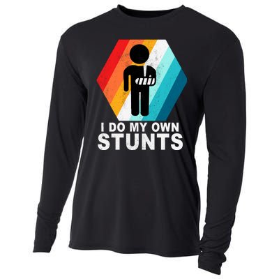 I Do My Own Stunts Retro Funny Meme Cooling Performance Long Sleeve Crew