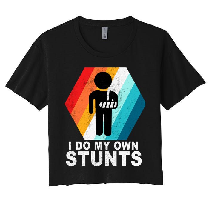 I Do My Own Stunts Retro Funny Meme Crop Top