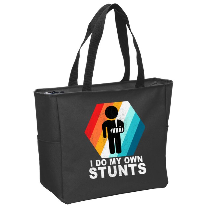 I Do My Own Stunts Retro Funny Meme Zip Tote Bag