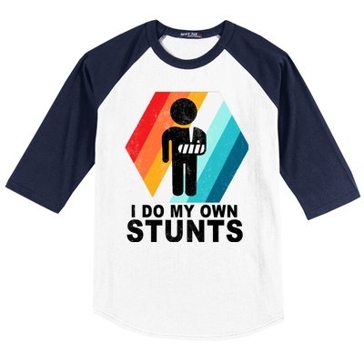 I Do My Own Stunts Retro Funny Meme Baseball Sleeve Shirt