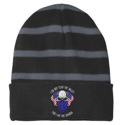 I Do Not Fear The Valley For I Am The Shadow Striped Beanie with Solid Band