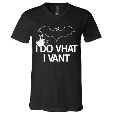 I Do What I Vant (Want) Funny Bat Vampire V-Neck T-Shirt