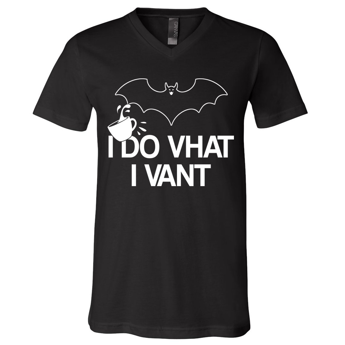 I Do What I Vant (Want) Funny Bat Vampire V-Neck T-Shirt