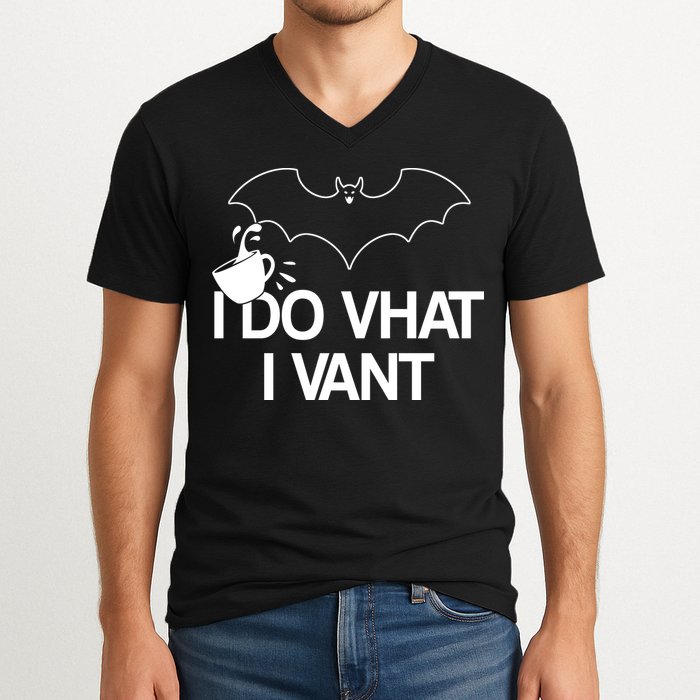 I Do What I Vant (Want) Funny Bat Vampire V-Neck T-Shirt