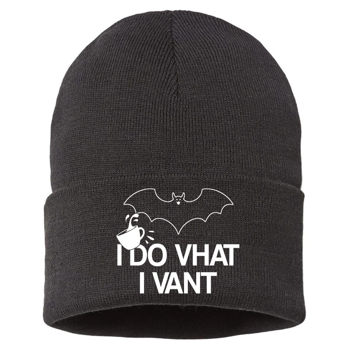 I Do What I Vant (Want) Funny Bat Vampire Sustainable Knit Beanie