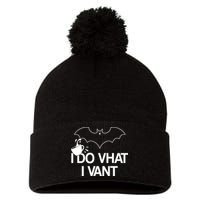 I Do What I Vant (Want) Funny Bat Vampire Pom Pom 12in Knit Beanie
