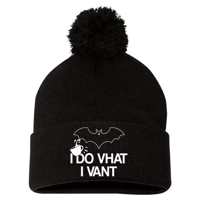 I Do What I Vant (Want) Funny Bat Vampire Pom Pom 12in Knit Beanie