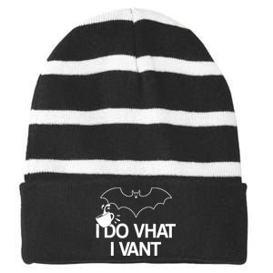 I Do What I Vant (Want) Funny Bat Vampire Striped Beanie with Solid Band