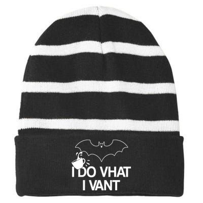 I Do What I Vant (Want) Funny Bat Vampire Striped Beanie with Solid Band