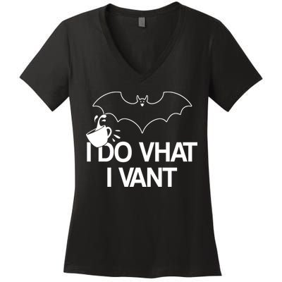 I Do What I Vant (Want) Funny Bat Vampire Women's V-Neck T-Shirt